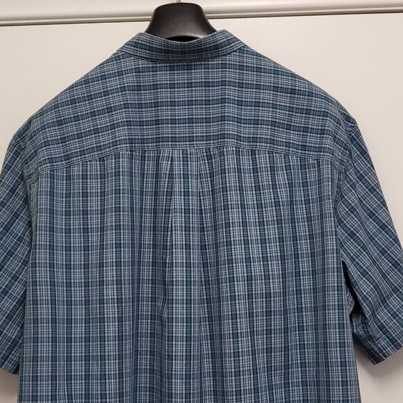 HB Harbor Bay Mens Shirt 1XLT Button Up Short Sleeve Pocket Plaid - Picture 9 of 13